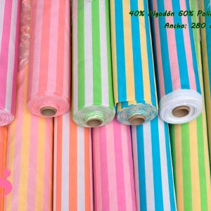 Loneta Estampada Rayas Pitufo & Beige 1610