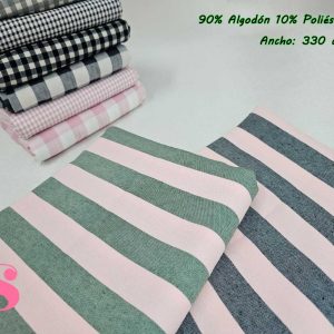 Jacquard Rayas Rosa & Verde 1373