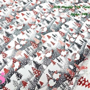 1016 Jacquard Bosque Navideño Hilo Lurex Rojo