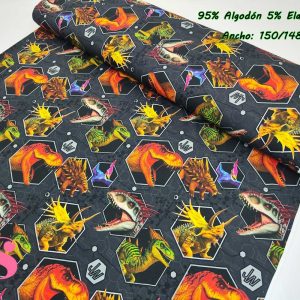 0754 Punto Camiseta Jersey Estampado Jurassic World Especies Hexágonos