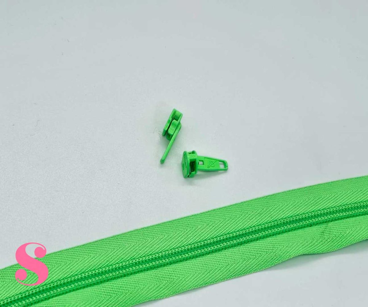 Pack 25 Unidades Cursor Automático Cremallera Espiral M/5 Verde Flúor