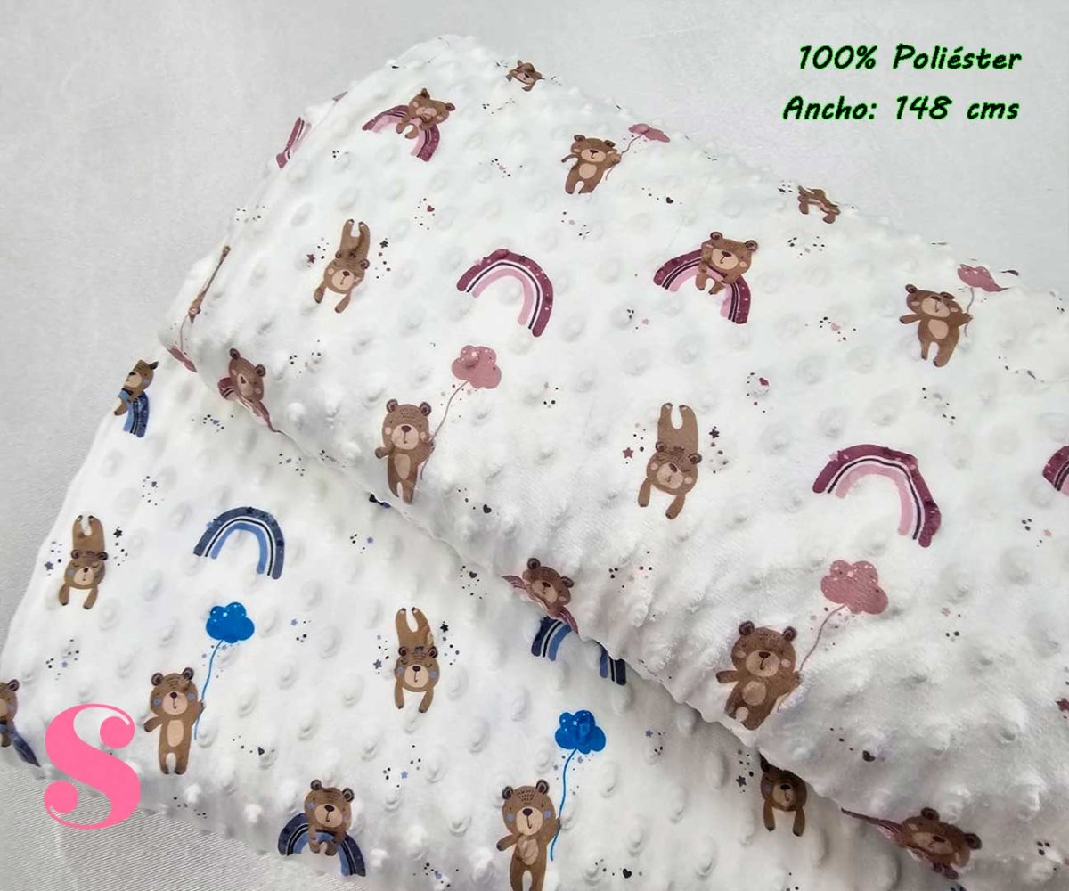 Minky Estampado Ositos Azul - Imagen 3