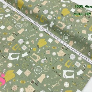 0217 Algodón Estampado Motivos Costura