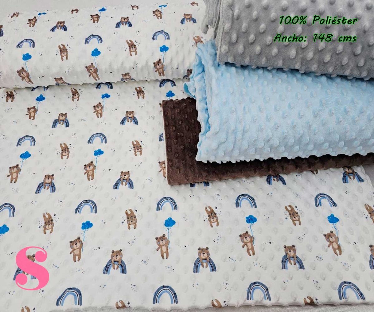 Minky Estampado Ositos Azul - Imagen 4