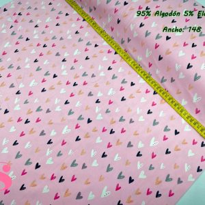 0360 Punto Camiseta Jersey Estampado Corazones fondo Rosa