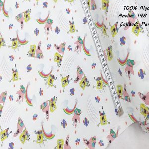 L26 Tejido Estampado Bob Esponja y Patricio Arcoiris